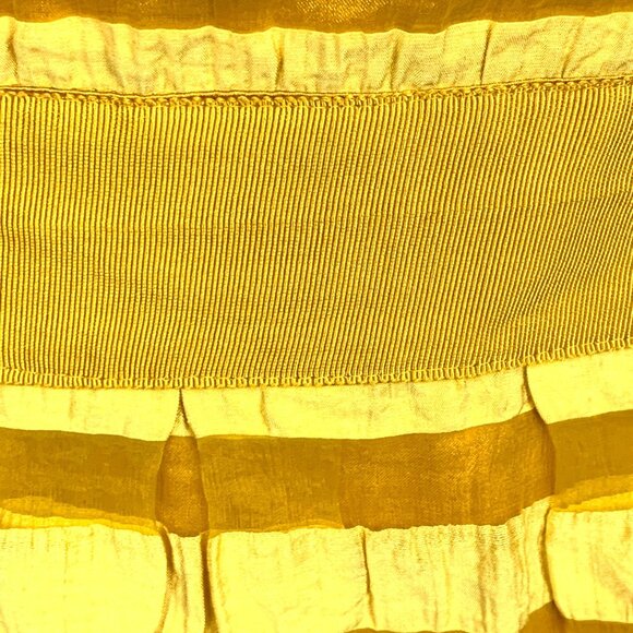 Yellow Strapless Crinkle Sheer Stripe Pleated Dress 6 Girly Flowy HOCO Pageant - Picture 4 of 13